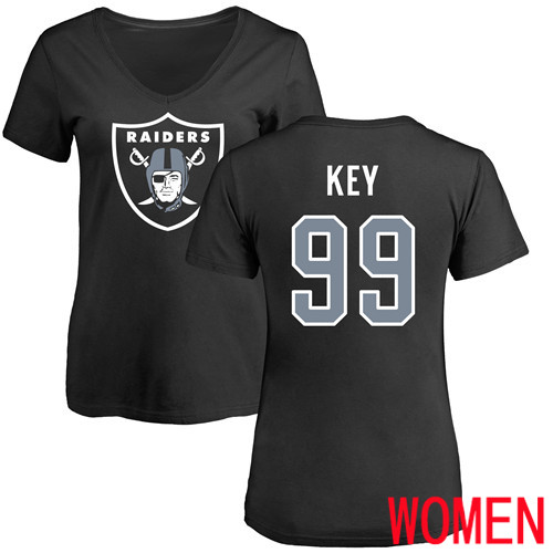 Oakland Raiders Black Women Arden Key Name and Number Logo NFL Football #99 T Shirt
